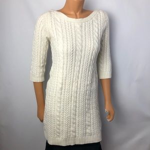 Zara knit off white long sweater dress boat neck M